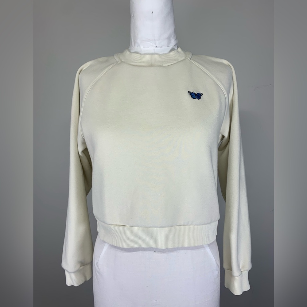 Sunday‎ Best Aritzia Cream Butterfly Sweatshirt - Cropped Raglan - XS